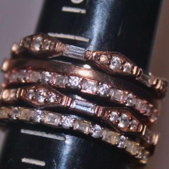 New 18kt Rose Gold Over Sterling Jewelry Set: Five Stackable Rings - Picture 1 of 4
